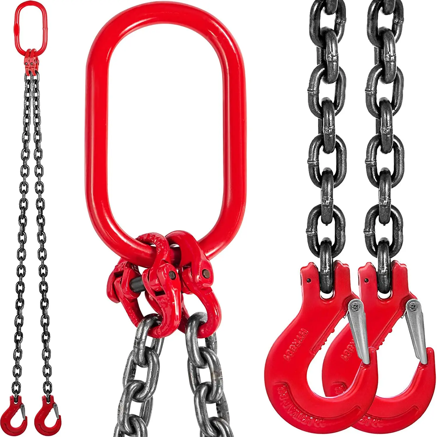 Sling 516 in x 6 ft Double Leg with Grab Hooks Sling Chain 3T Capacity Double Leg Chain Sling Grade80