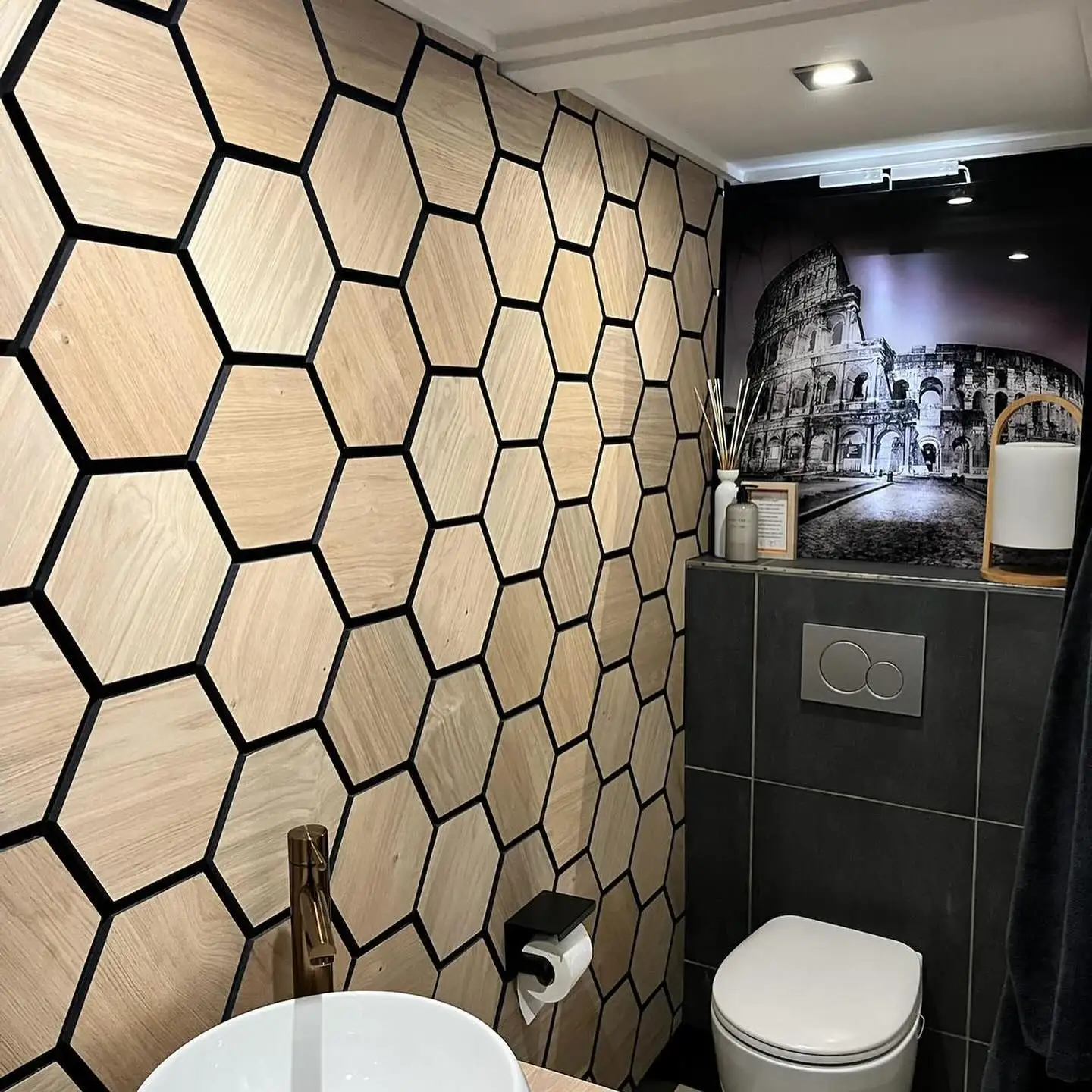 Akusalt Wood Art Hexagonal Acoustic Panel Wall Decor Parametric Wall ...