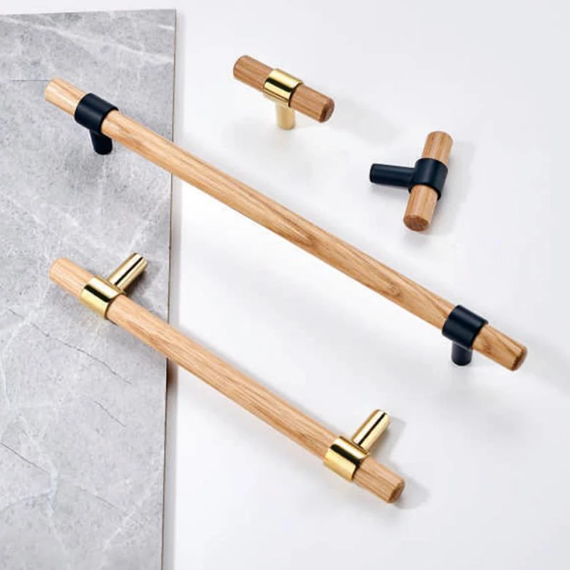 Nordic Solid Wood Zinc Alloy Combination Handles and Knobs Kitchen Cabinet Drawer Door Pulls Furniture Handle