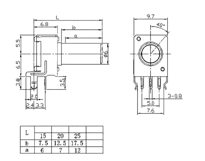 bonens RV09 12mm Shaft 1K 5K 10K 50K 100K Adjustable Resistor Vertical 3Pin Potentiometer