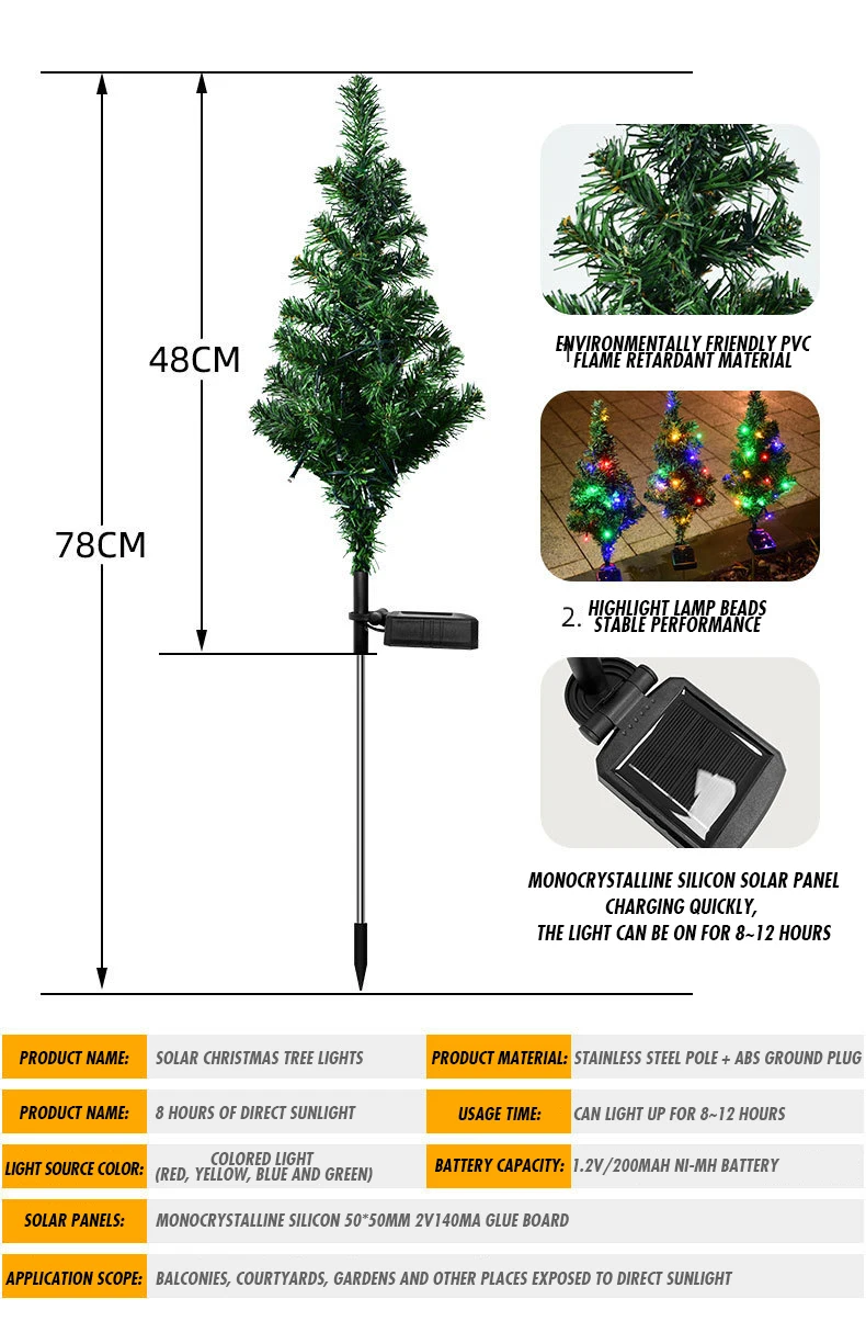 Christmas Tree Ground light Firefly Lawn Landscape Led Decor Pathway Lamp Disc Light Solar Garden Lights for Holiday manufacture