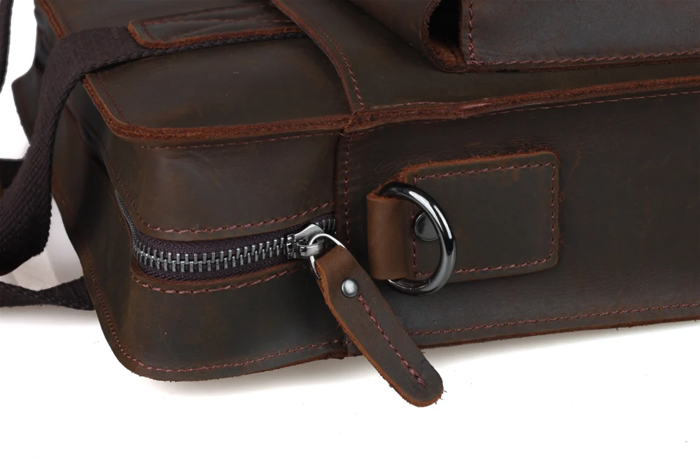 TIIDNG Custom Vintage Laptop Bag Crazy Horse Leather Laptop Crossbody Computer Briefcase Bag