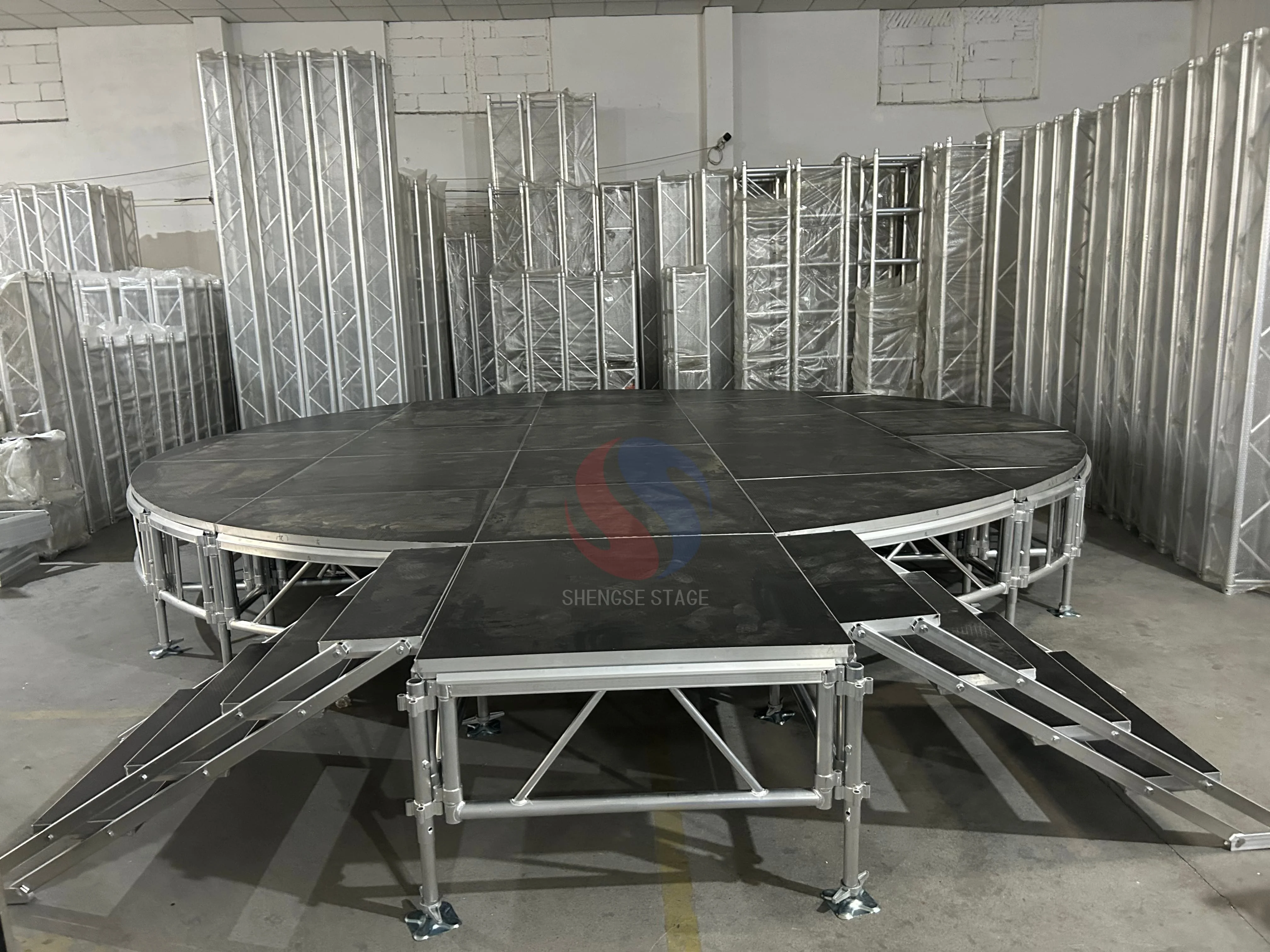 product 122x122m aluminum stage platform 4x4ft round stage deck adjustable height 60 100cm event stage for sale-2