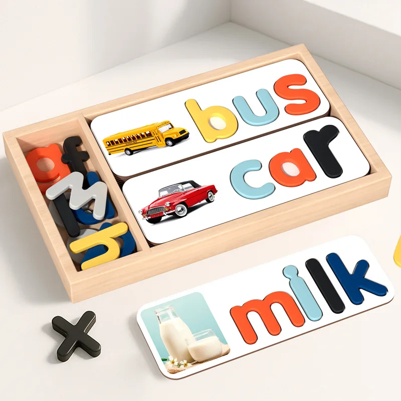 Kid See and Spell Word Games Learning Toy Alphabet ABC Letter Cards Matching Blocks Toy Children Spell Learning Educational Toys