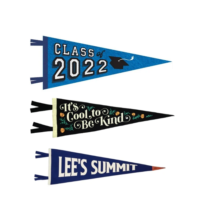 Factory Supply Cheap Printing Sublimation Custom Sports Team Logo Promotion Advertising Triangle Wool Felt Pennant Flag