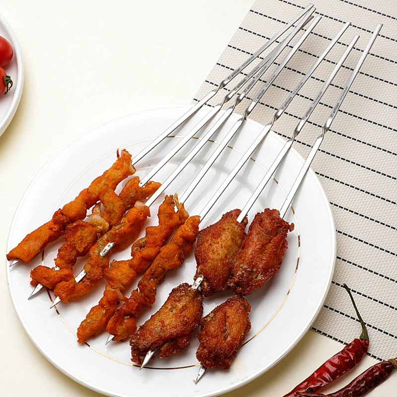 Chinese Products Skewers for Barbecue Reusable Grill Titanium Skewers Shish Kebab BBQ Camping  Kitchen Accessories Tools