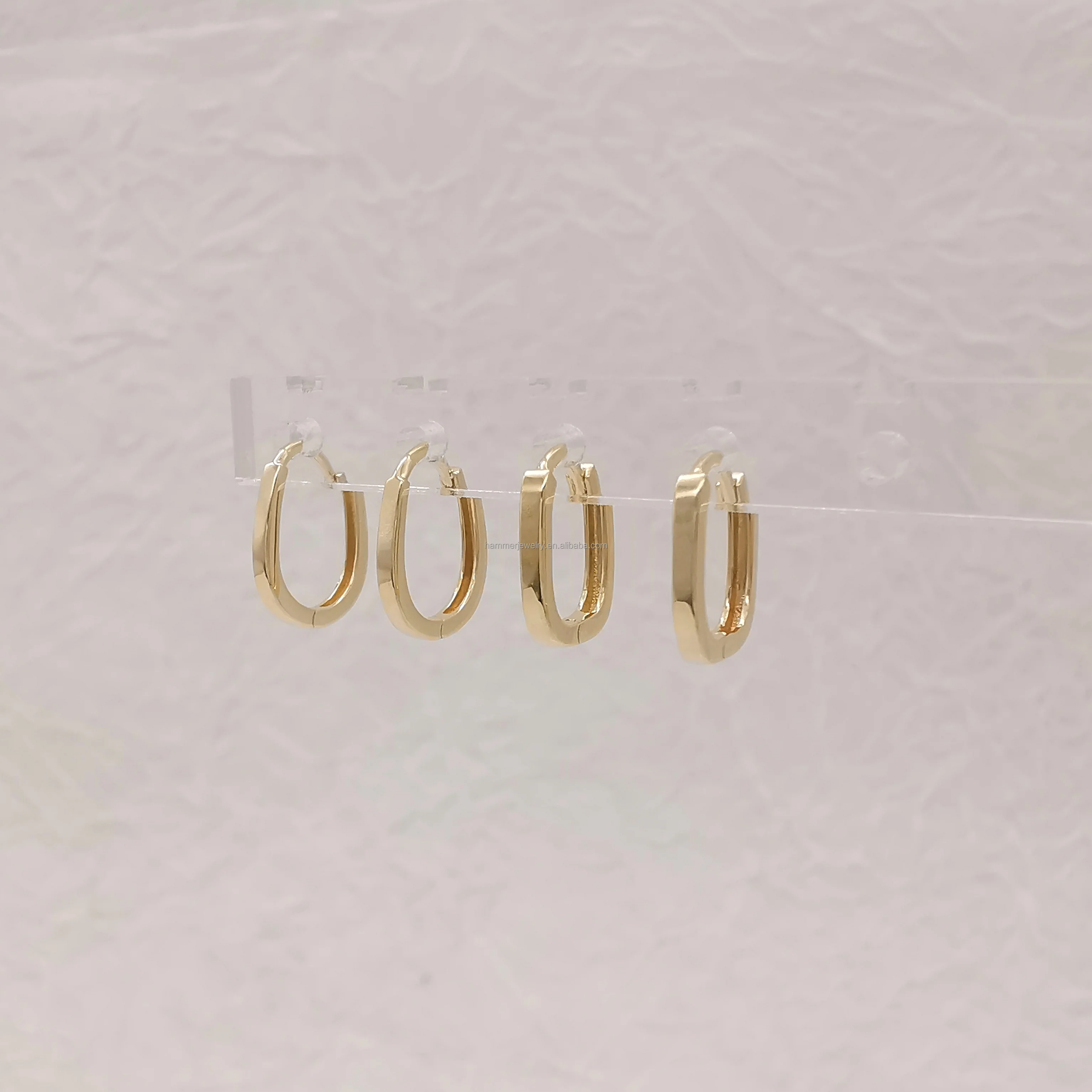 14k Real Gold Hoop Earrings Ear Fashion Charm Design 10mm Huggies ...