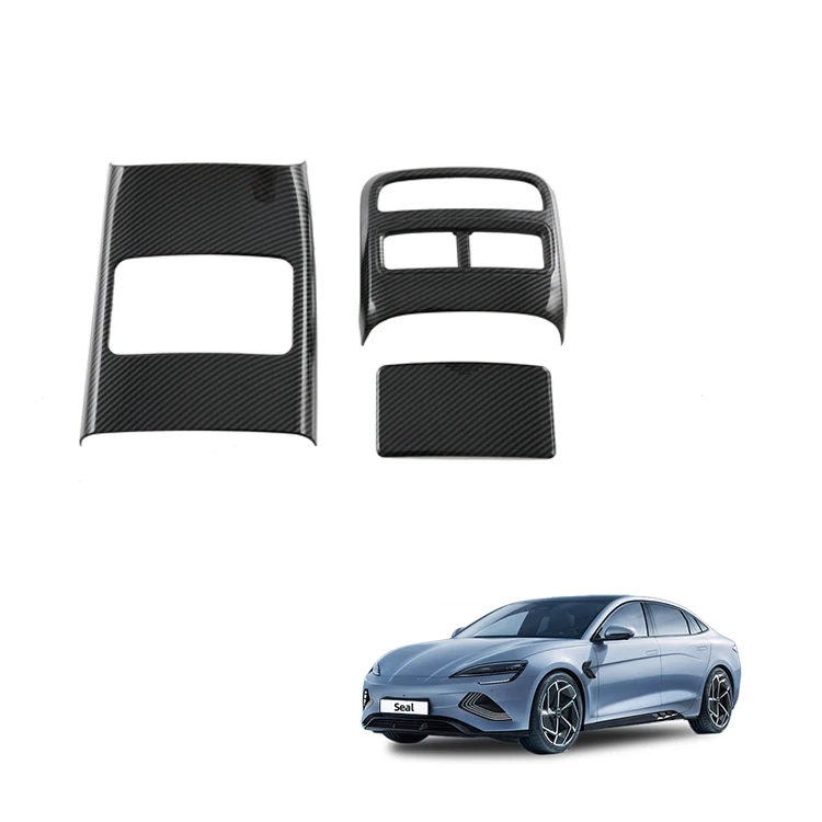 Tampa para Saída de Ar Traseira do Carro para BYD Seal - Acessório para Tampa de Ventilação sob o Banco, ABS com Estampa de Fibra de Carbono para Interior