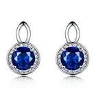 Jewellery Fashion Aquamarine Gemstone Earrings Women's Classic Round Diamond Sterling Silver 925 Jewellery Earring