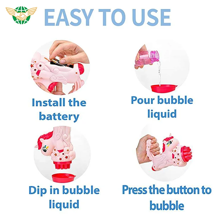 Wholesale Cartoon 16 Holes Unicorn Bubble Gun Kids Bubble Toys Electric