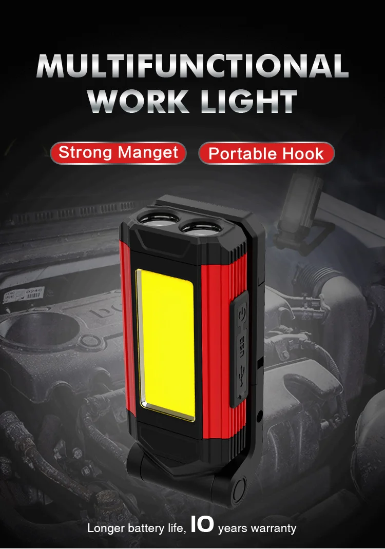 flashlight magnetic work light led new design rechargeable led working light COB portable car repair lighting