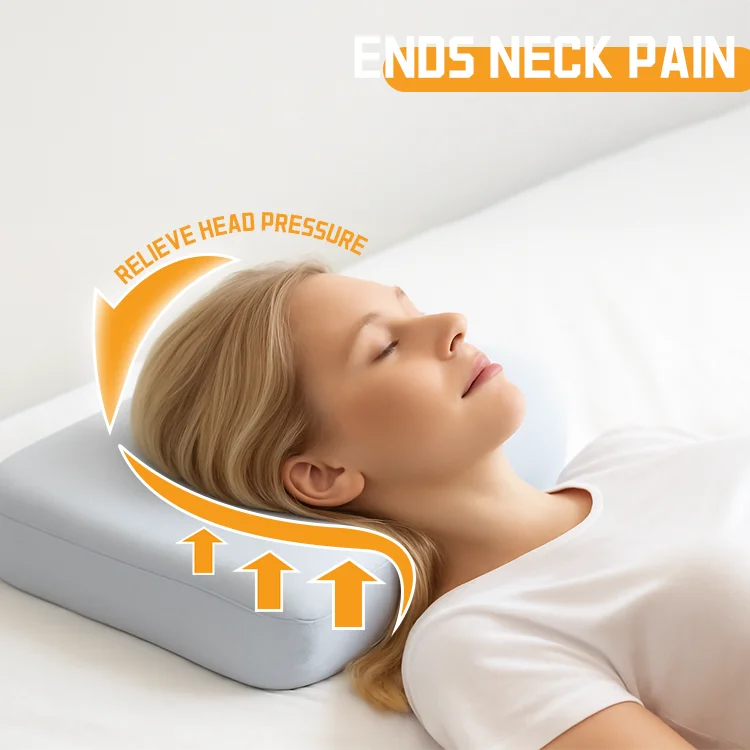 Ergonomic Orthopedic Contour Memory Foam Cervical Pillow for Side Back Stomach Sleepers Offers Neck Pain Relief