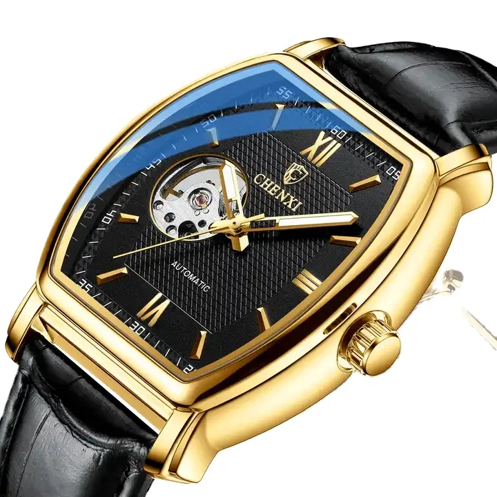 Chenxi 8815 Oval Case Mechanical Watches Men Leather Strap Wristwatch Tourbillon Automatic Mechanical Watch Relogio Masculino
