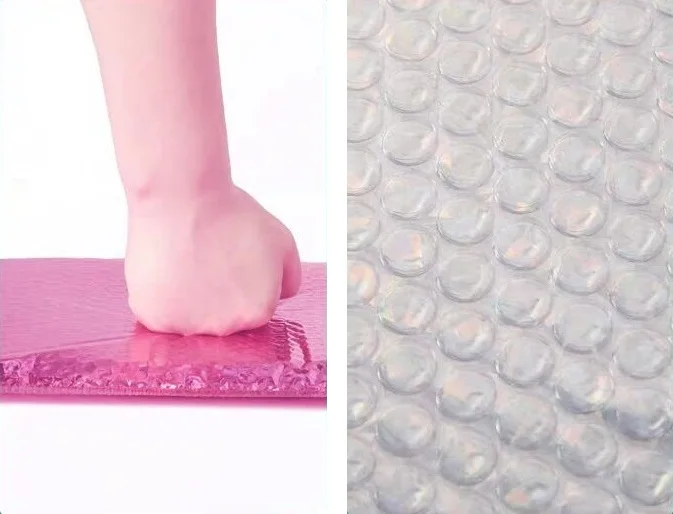 Shiny Laser Holographic Pink Bubble Envelope Mailers Poly Mailing Jewelry Packaging Bags Custom