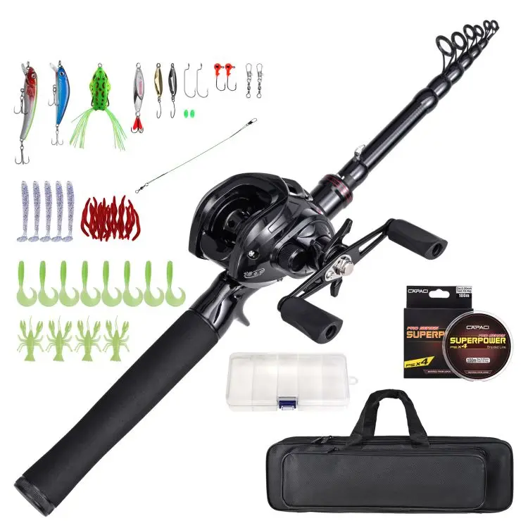BNTTEAM 6 Set Canne à pêche télescopique 3.0 m à 99% de Carbone & Moulinet 12BB & leurres