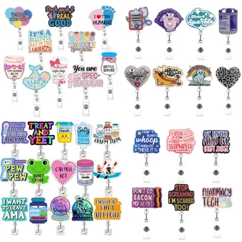 Wholesale Acrylic Series Badge Holder Animal NICU Medical Nurse Badge Reel for Decorations