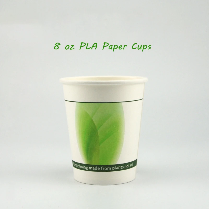 8oz 12oz 16oz  PLA Paper Cups Biodegradable  Coffee Cup Compostable paper glass with lid supplier