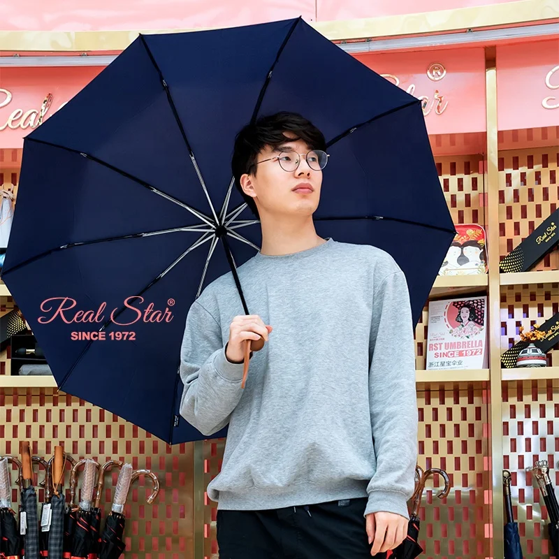RST High Quality Wood Handle Big Size 10 Ribs Fold Man Umbrella
