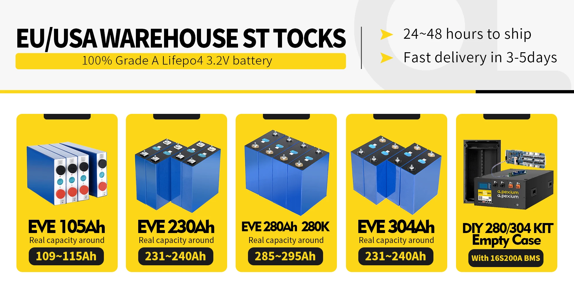 Apexium Eu Usa Stock Grade A Catl 310ah 320ah Lifepo4 Battery 3.2v Lfp