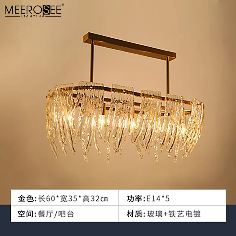 MEEROSEO Modern Style Glass Pendant Light Indoor Stainless steel Hotel Household Gold lustre Chandelier Pendant Lamp MD86707