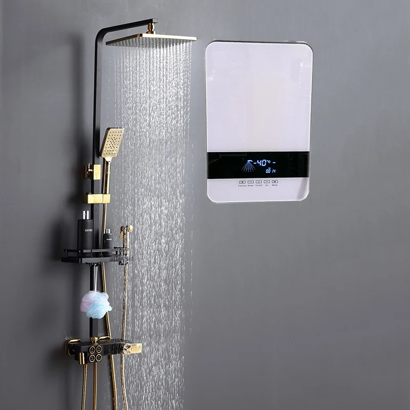 Hannover DHC Smart Energy-Saving IPX4 Waterproof Plastic Tankless Water Heater for Household Outdoor Hotel & Car Use LED Display