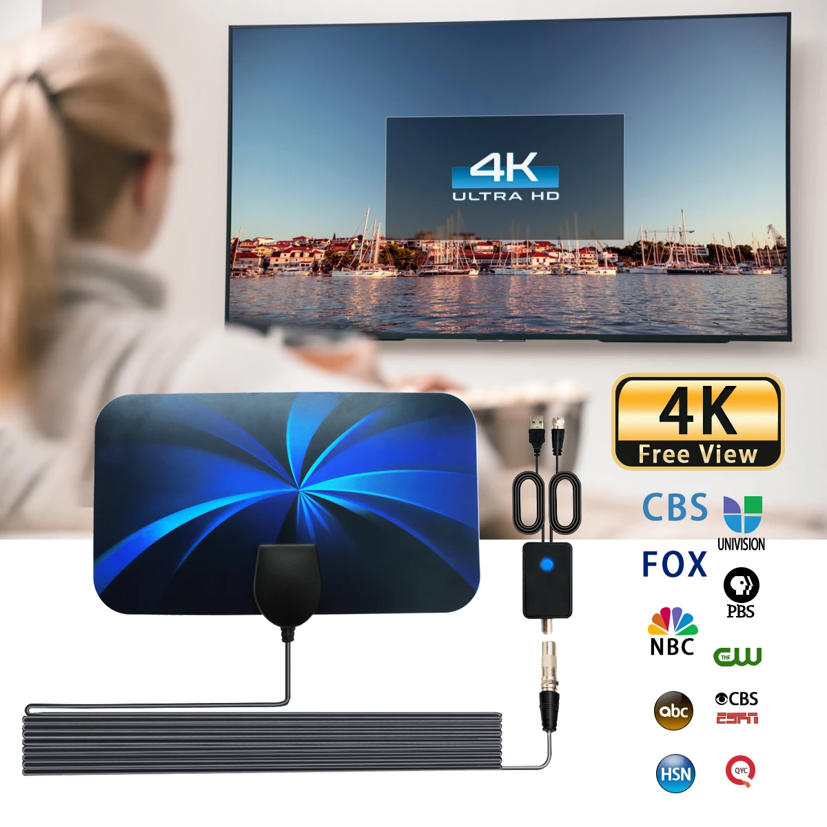 thumbnail image 2 of TOP TECH Indoor HDTV Antenna 2019 – 4K Ready, UHF/VHF, 25dB Gain Booster 2 of 3
