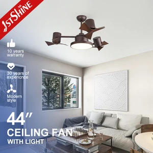 1stshine Ceiling Fan Indoor Vintage Comfortable Wind 3 Colors LED Small 44 Inches Ceiling Fan with 3 Small Fan