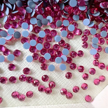 Wholesale 1440pcs  Fuchsia Highest Quality 2088 16 Cut Facets Flat Back Crystal Hot Fix Rhinestones for Wedding Dresses