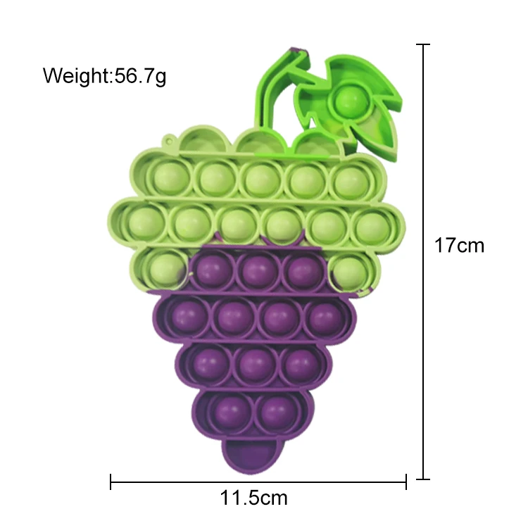 Newest Creative Rainbow Kinds Fruit Shape Push bubble sensory toys Cartoon Grapes Fidget Toys For Kids Adult
