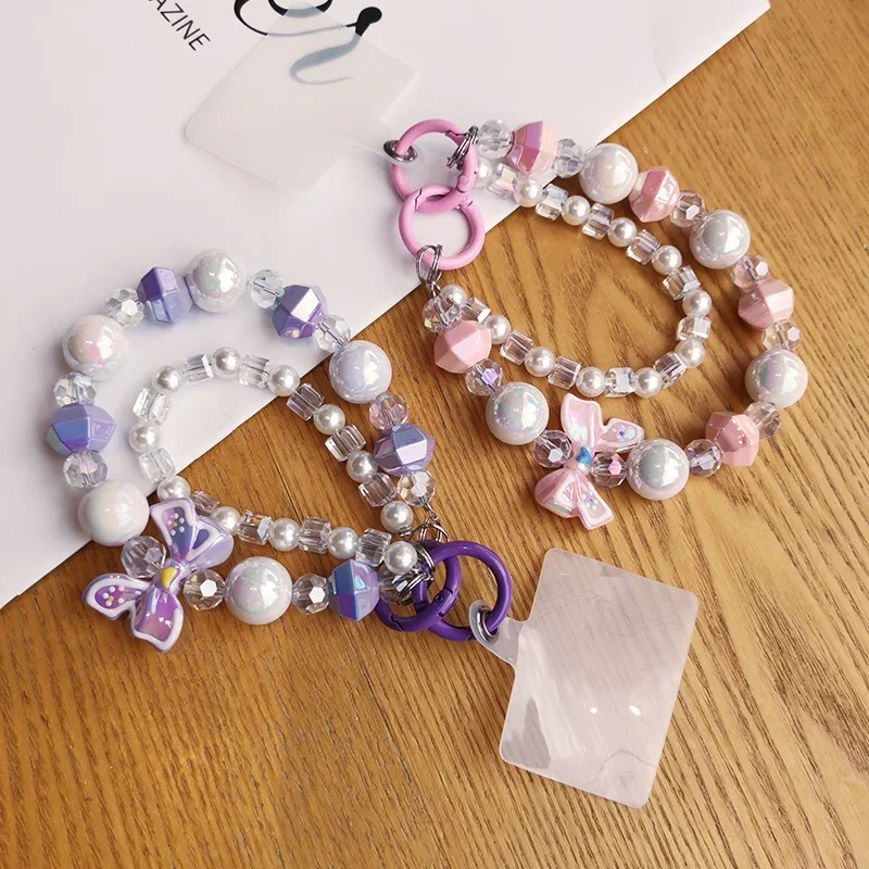 Handmade Beaded Mobile Lanyard with Bow Knot