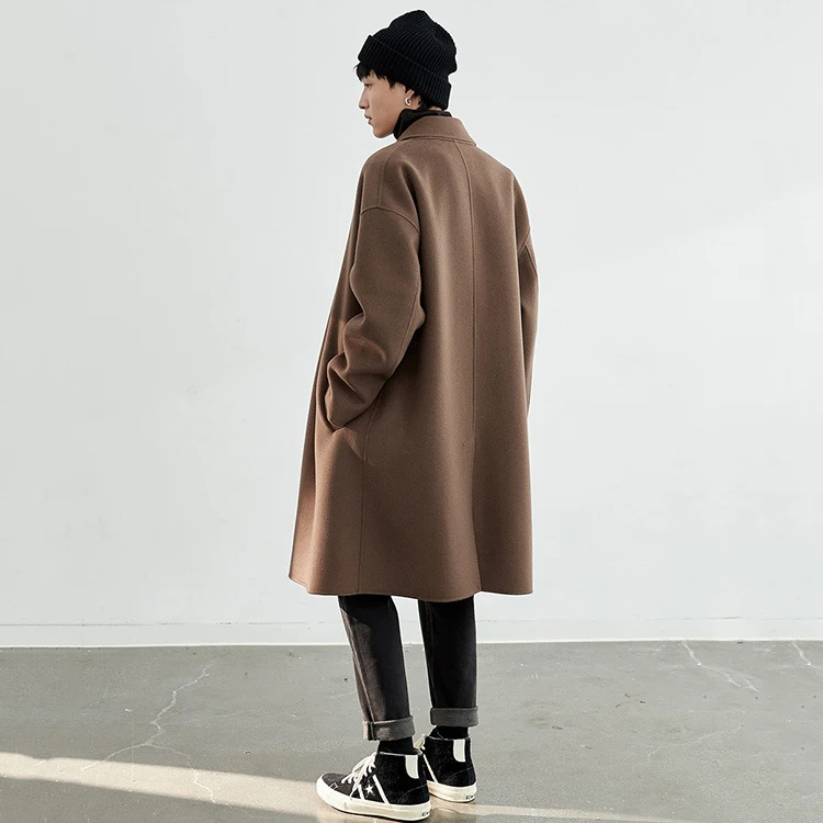 High Quality Fashion Long Mens Trench Overcoat Winter Warm Men Real Wool Cashmere Coat - Image 3