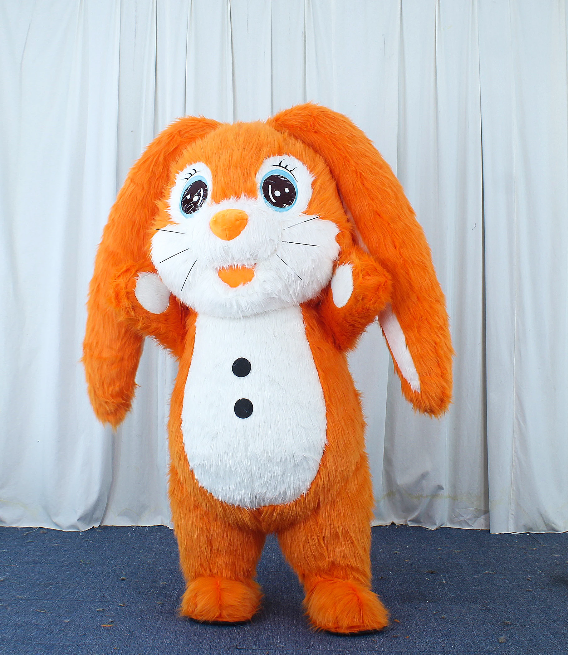 Unisex Inflatable Long-Eared Orange Rabbit Mascot Costume Lovely Cartoon Animal for Halloween & Easter Theme Entertainment