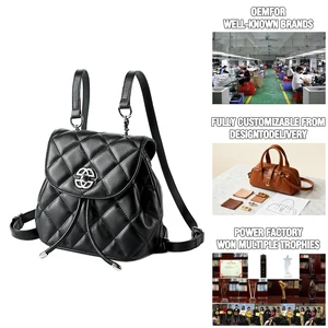 Manufacturer Wholesale Custom Women's Retro Leather Backpack OEM/ODM High-quality Diamond Shoulder Bag Student Bag for Girls