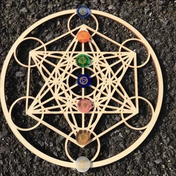 Wooden Metatron's Cube Crystal Grid Sacred Geometry Wall Art and Home Decor Wall Sculpture Meditation Energy Balance