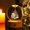 Base de madera + Navidad Mans y diseño de árbol de cristal