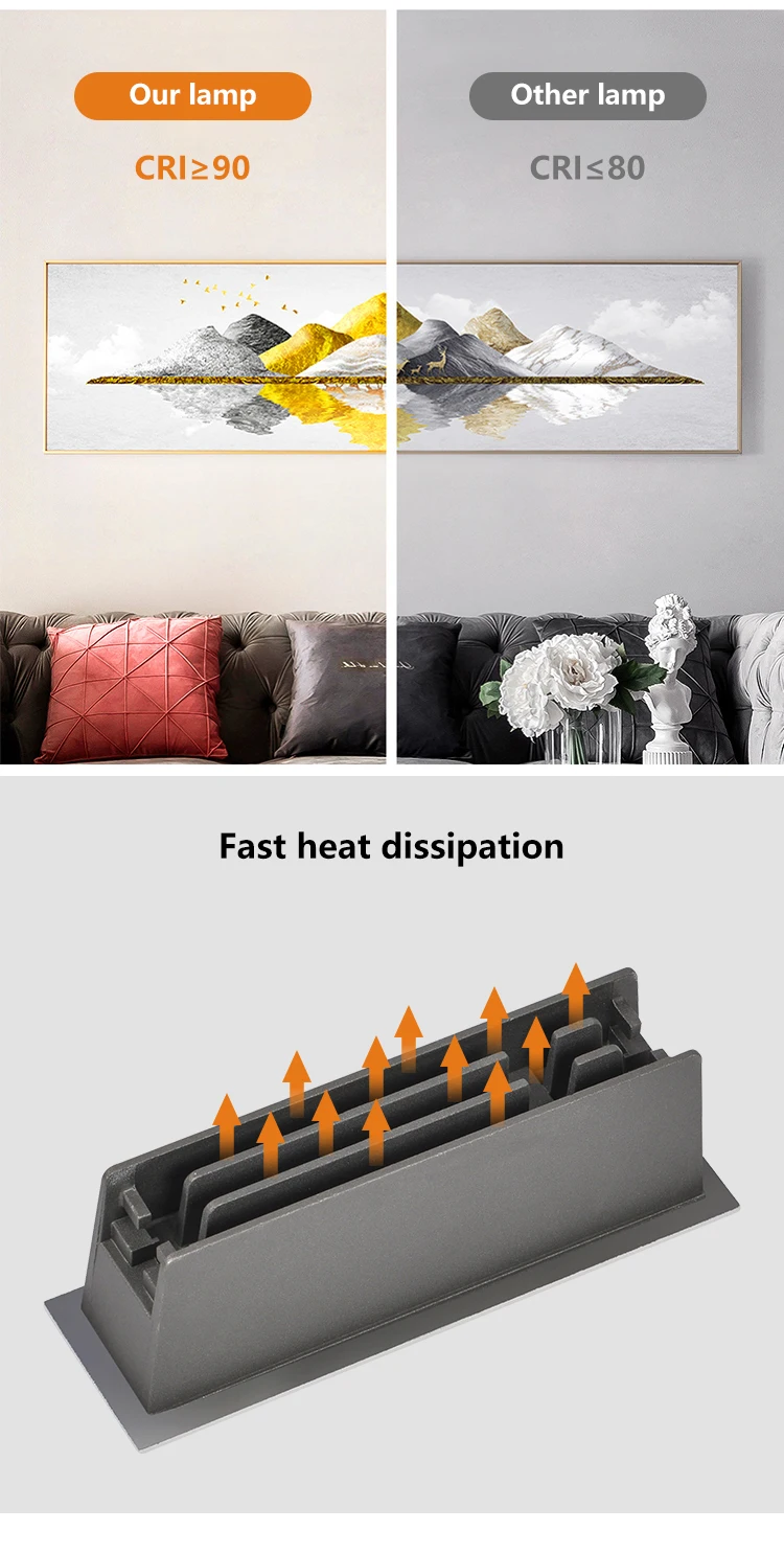 2023 Hot Sale White Recessed Hotel Home Linear Ceiling Downlight LED Linear Grille Lamp