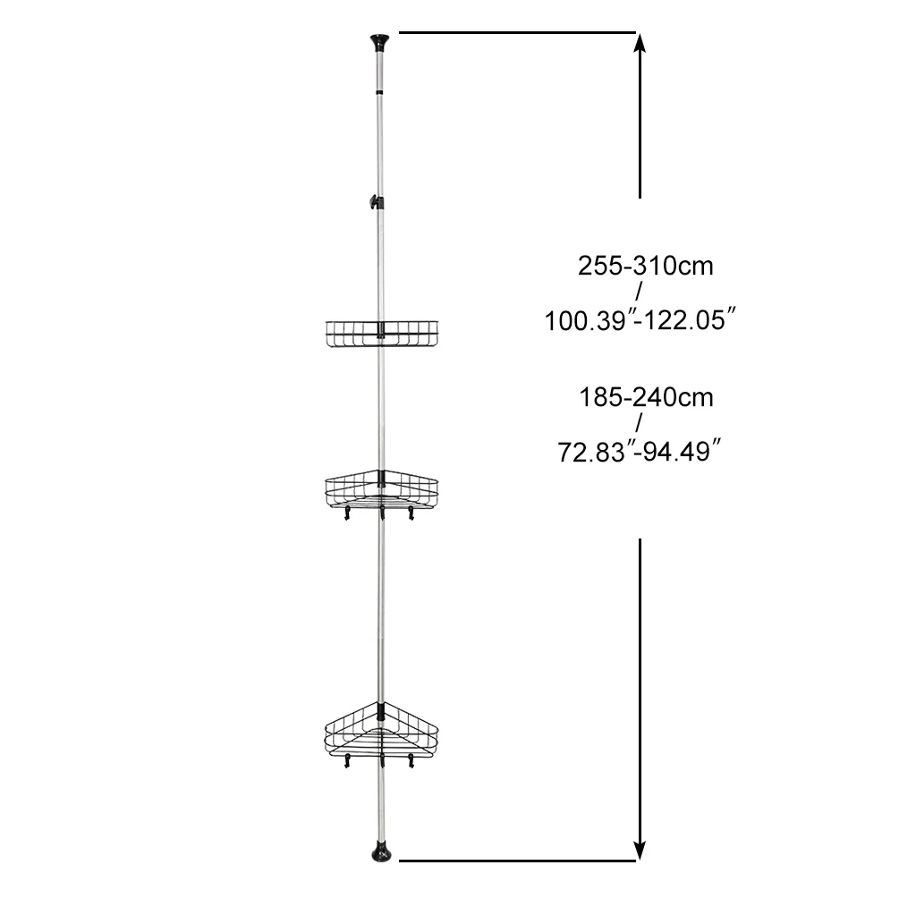 BAOYOUNI 4 Tier Shower Basket Shelves Corner Bath Caddy Tension