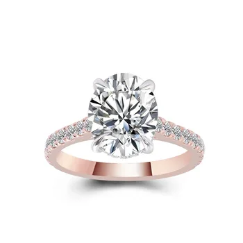 14k rose gold&white gold two tones DEF 2carat brilliant cut oval solitaire synthetic moissanite diamond engagement ring