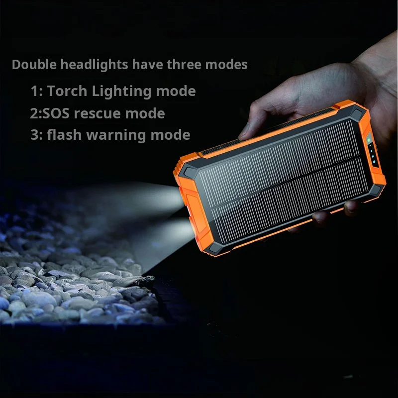 Solar Charging Treasure 20000mAh Wireless Fast Charging Power Bank Outdoor Portable Line Mobile Phone Mobile Power