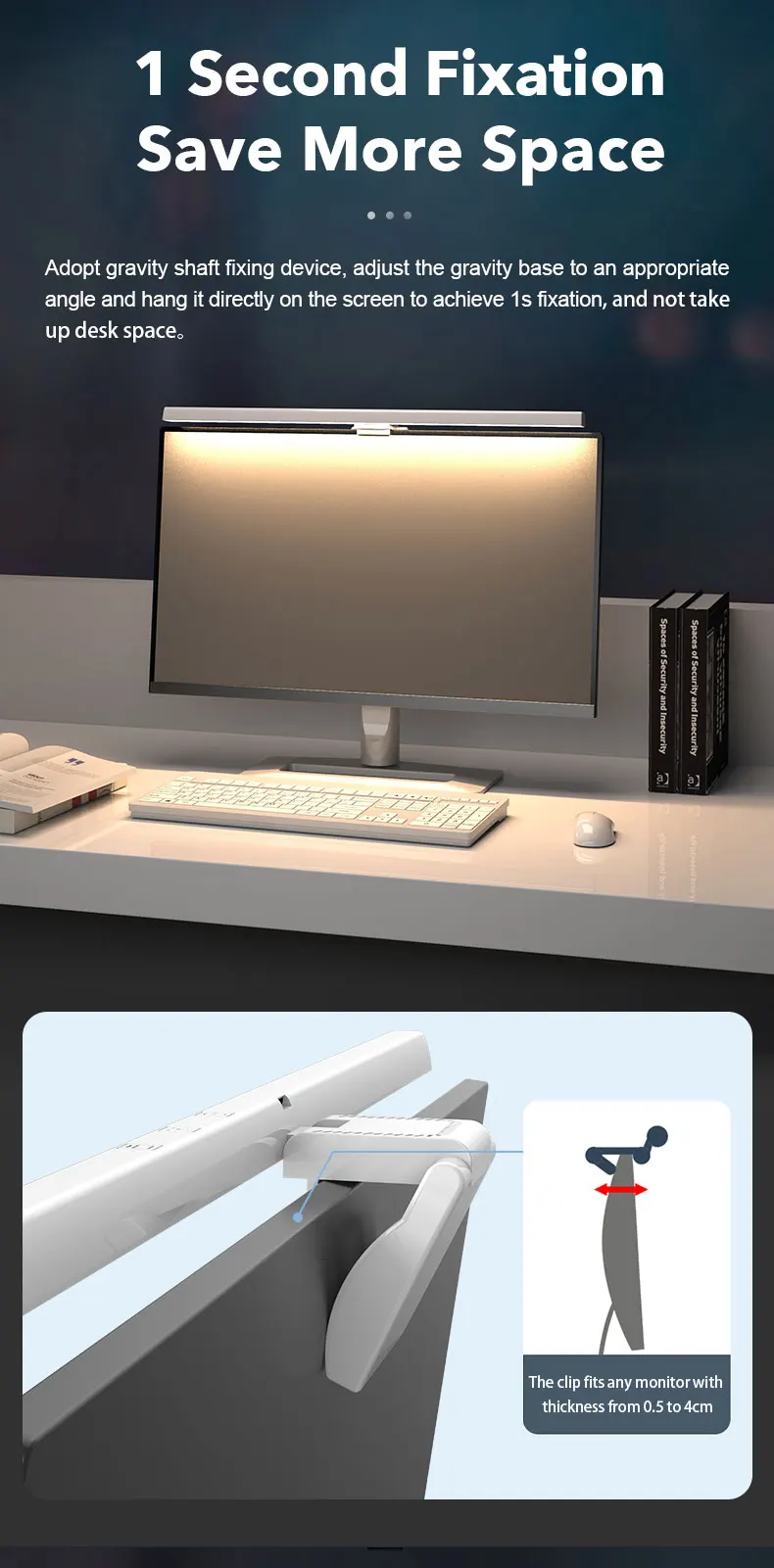 3 Color Temperature Stepless Dimming Screenbar Light Desk Lamp Computer Laptop Led USB Screen Bar Hanging Light Lamp