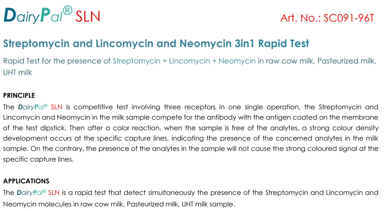Sc091 Quickresponse Milk Antibiotics Test Streptomycin