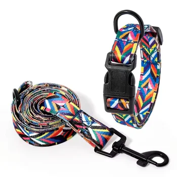 Dropshipping Wholesale Manufacturer colorful design cheap adjustable dog collar and leash set