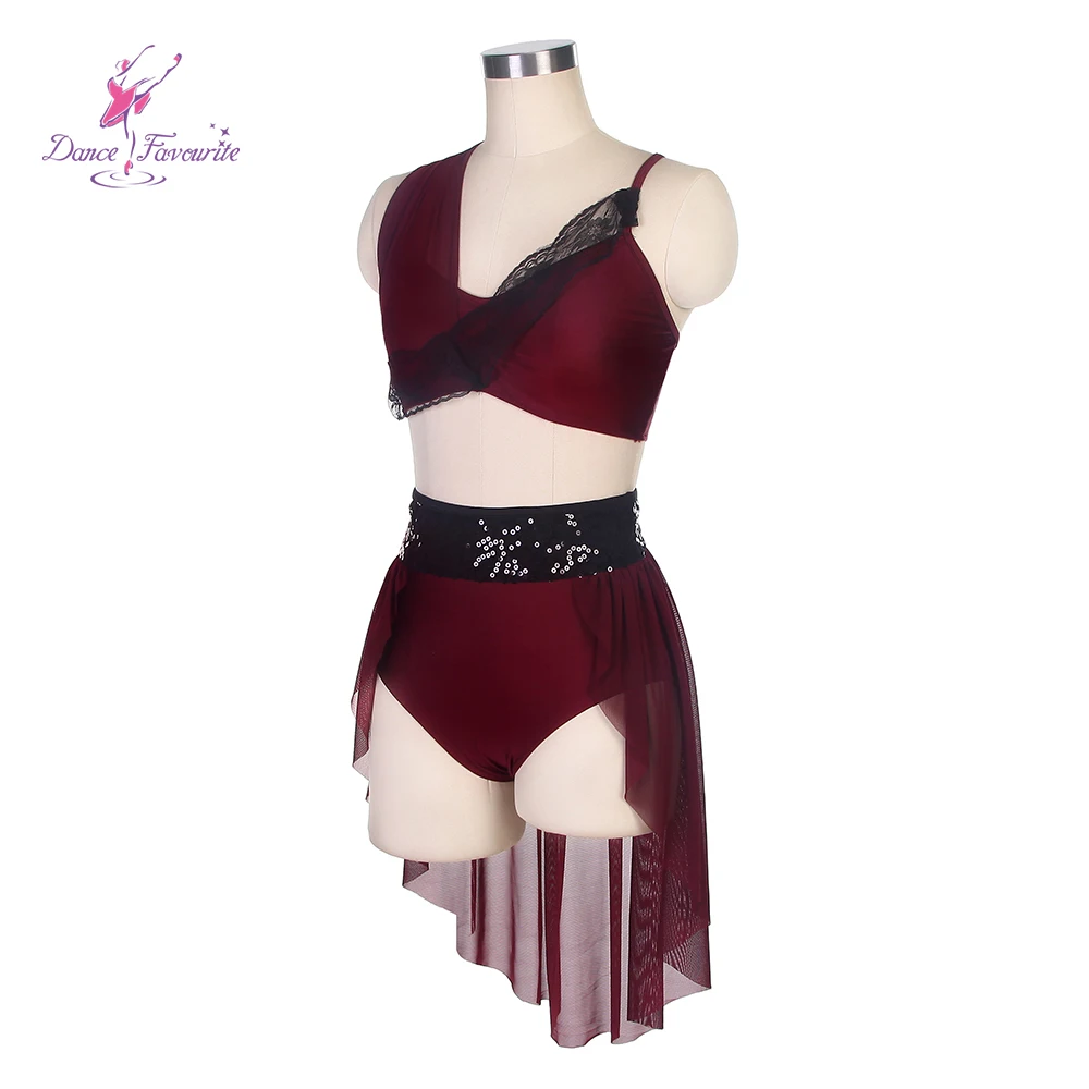 Ballet and Lyrical Dance Costume Burgundy Contemporary Dress