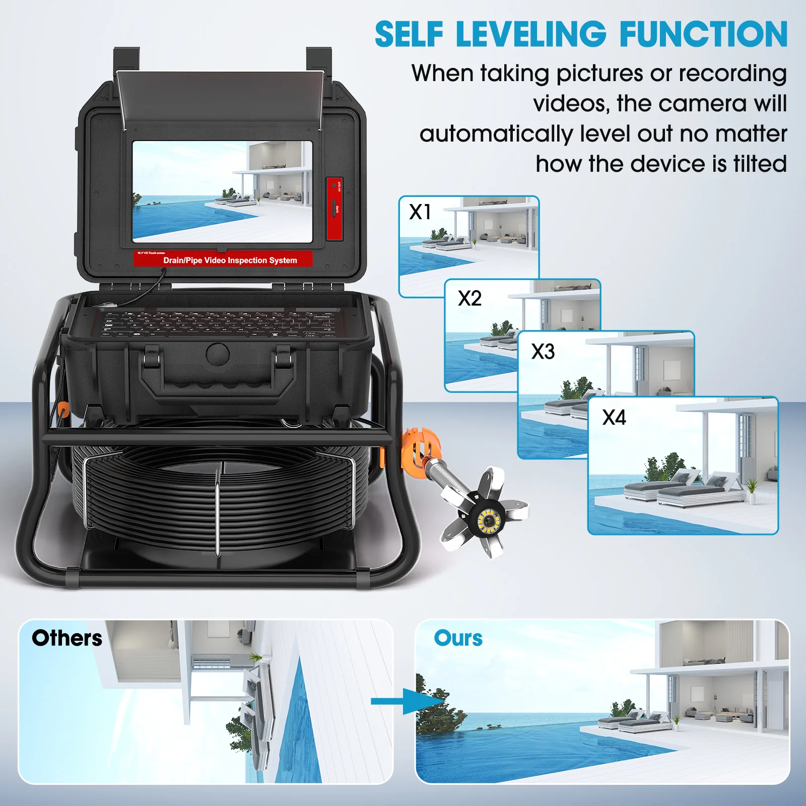 10.1Inch Touch Monitor 512HZ Transmitter  Sewer Drain Endoscope 16GB  Meter Counter Video Pipe Inspection Camera supplier