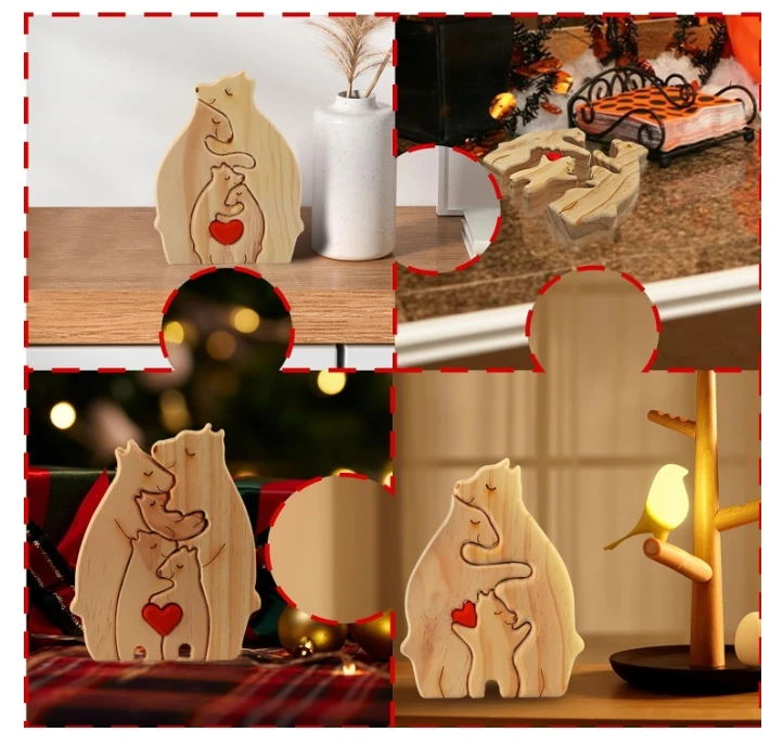 Famiglia personalizzata orso Puzzle famiglie di 2-7 orsi regalo di  anniversario in legno orso animale Puzzle famiglia ricordo regalo