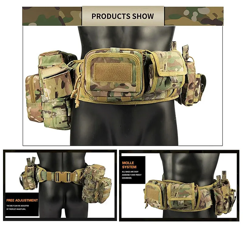 Tactical Waistband Hunting Waist Security Gadget Pouch Waist Bag with Pouches Multi Functional Carrying Equipment Belt