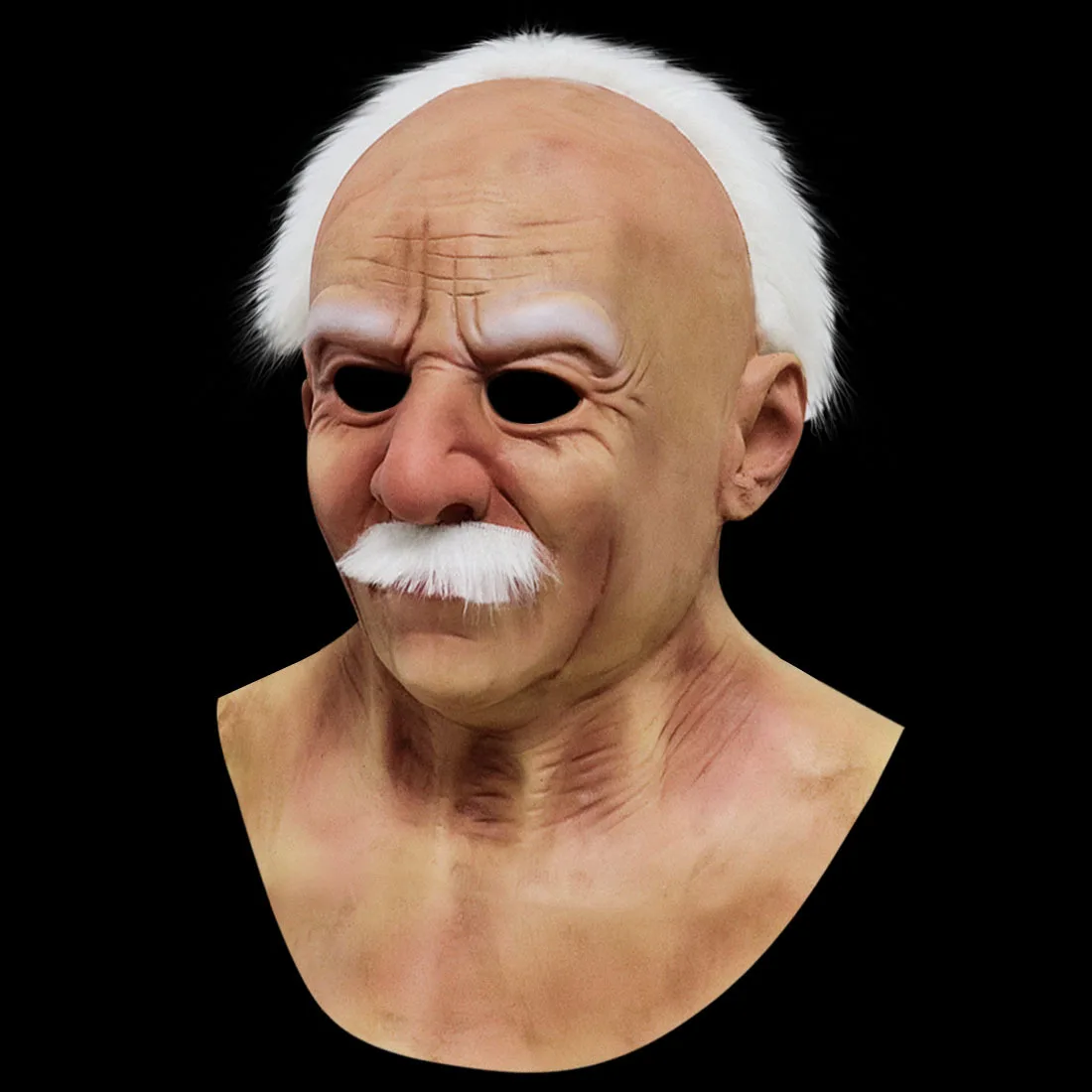 Masquerade Party Ultrarealistic Full Face Old Man Mask Latex Scary