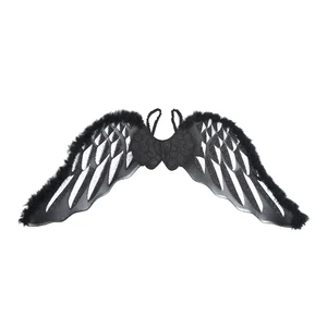 Black Children's Girls Angel Wings Polyester Lightweight Costume Wings Accessories for Parties Cosplay Stage Performances