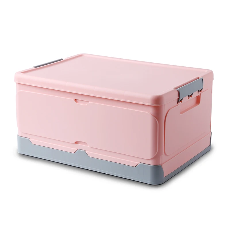 Durable Collapsible Box Plastic Stackable Foldable Storage Box With Lid Folding Storage Bins