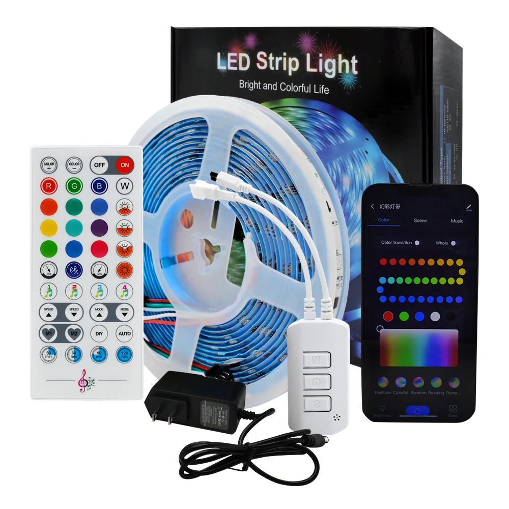 RGBIC LED Strip Ambience Light Kit WIFI Blue Tooth Smart APP Control Color Segment 12V WS2811 5M 10M Waterproof RGB Strip Lights